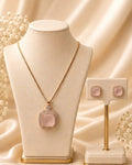 Blush Cushion Halo Jewelry Set