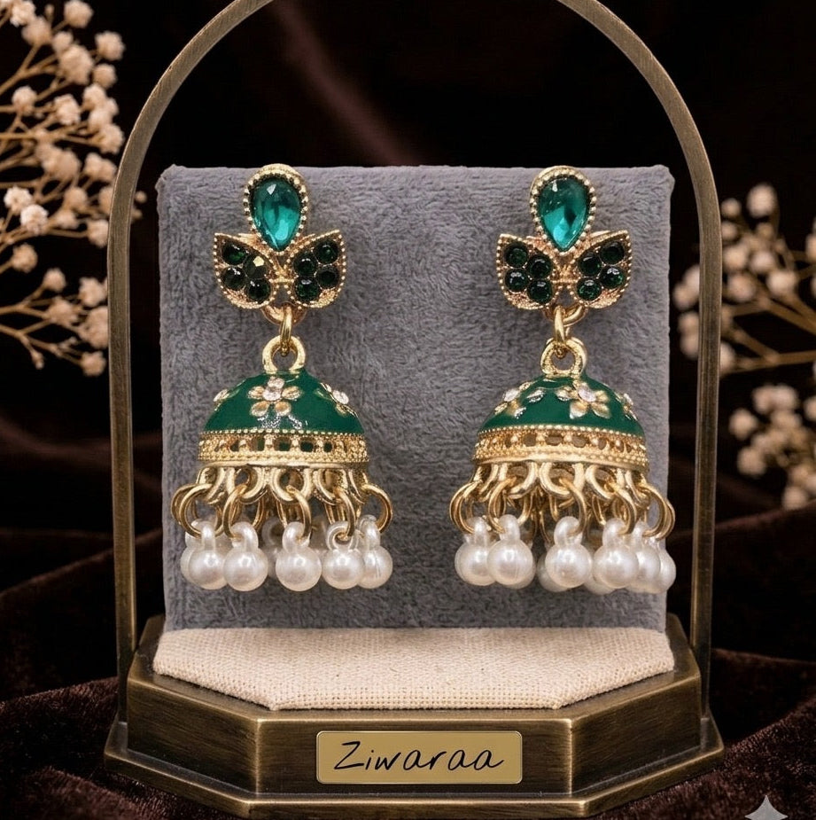 Verdant Floral Jhumka Earrings