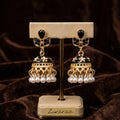 Midnight Onyx Floral Jhumka Earrings