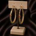 Iris Multi-Gemstone Textured Hoop Earrings