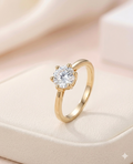 1.0 Carat Brilliant Round Moissanite 6-Prong Solitaire Ring in 14K Gold