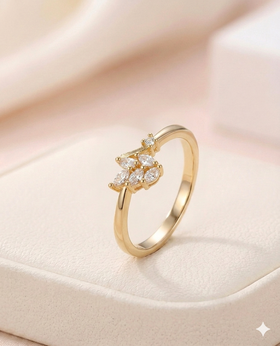 Golden Marquise Cluster Adjustable Ring