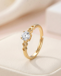 Elegant Adjustable Geometric Solitaire Ring – Sparkly Round Cut [Cubic Zirconia]