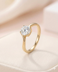 Elegant 1 Carat Moissanite Solitaire Bypass Ring in 14K Yellow Gold