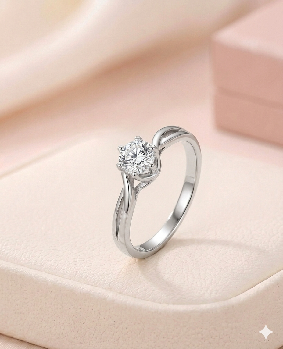 Graceful Whirl Adjustable Solitaire Ring