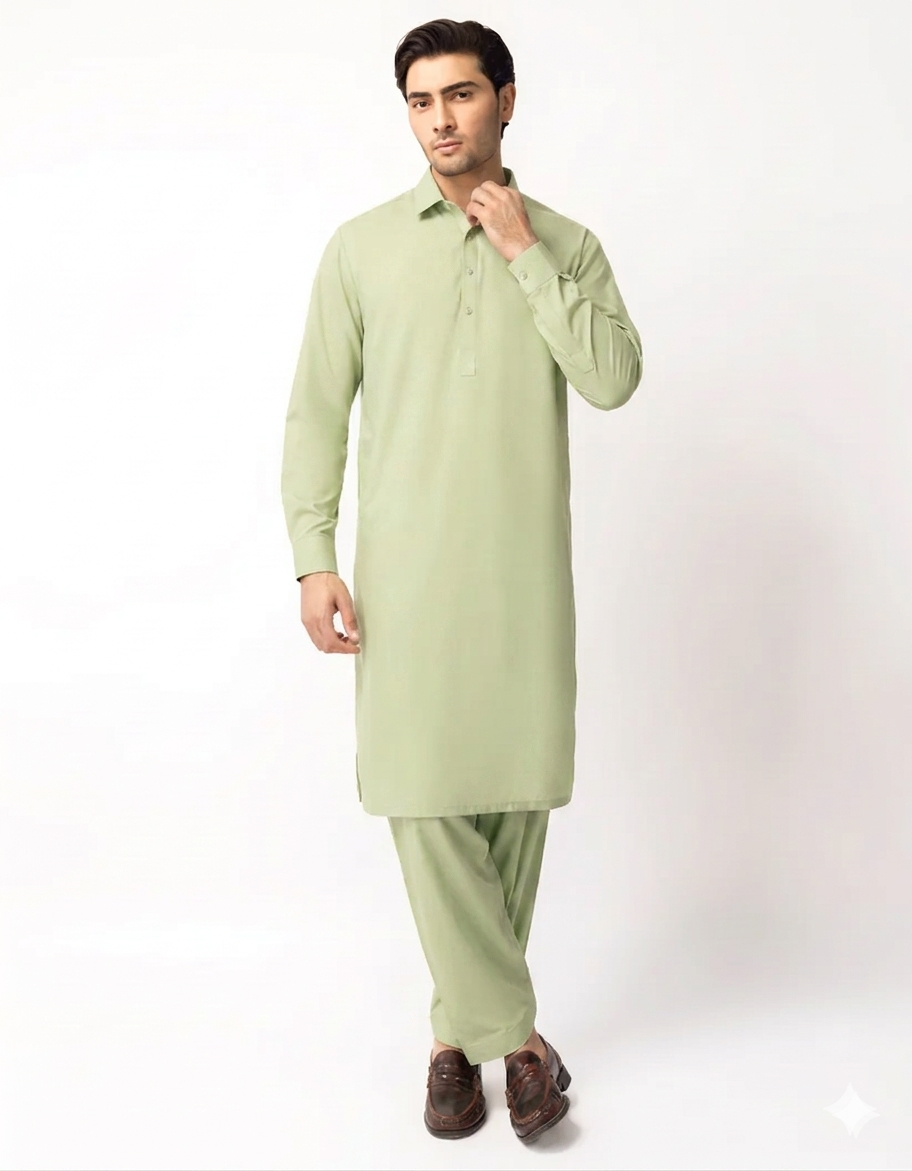 Pasha Royal Indus Soft Cotton - Pista Green Premium Unstitched Washing Wear