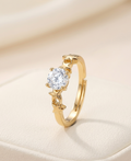 Celestial Star Adjustable Solitaire Ring – Gold Plated with Brilliant [Cubic Zirconia] Centerpiece