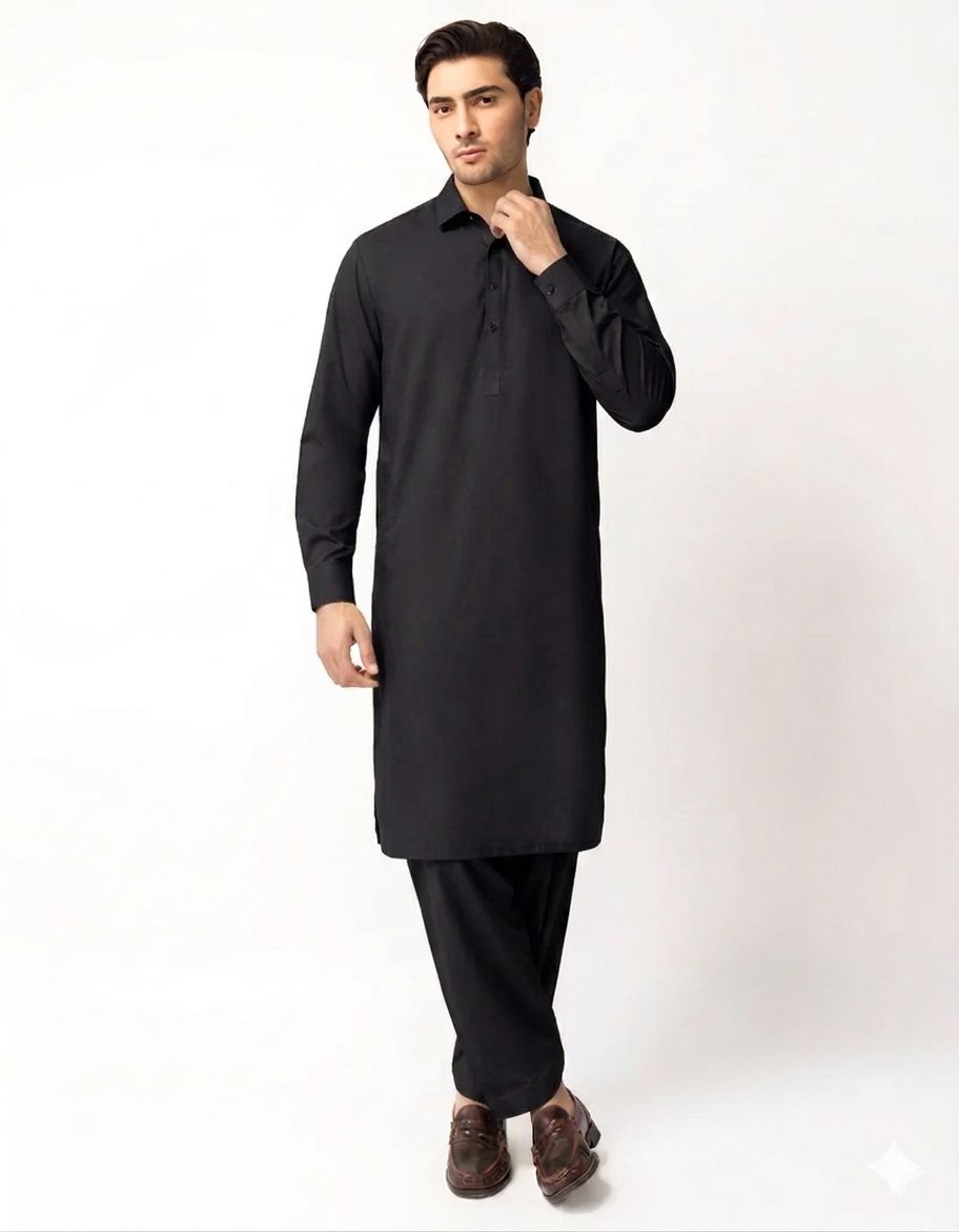 Pasha Royal Indus Soft Cotton - Black Premium Unstitched Washing Wear