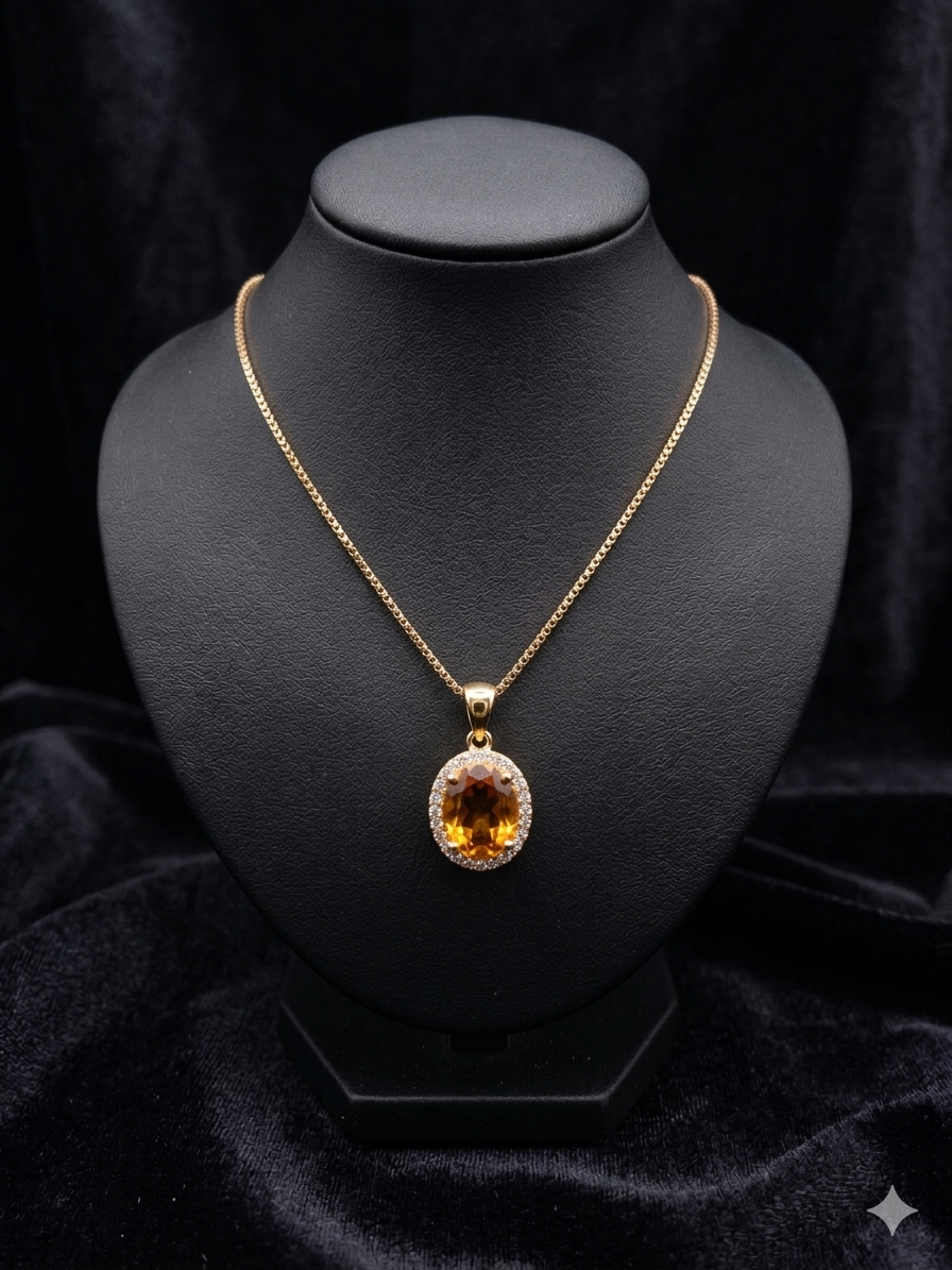 Citrine Radiance Gold Pendant Necklace