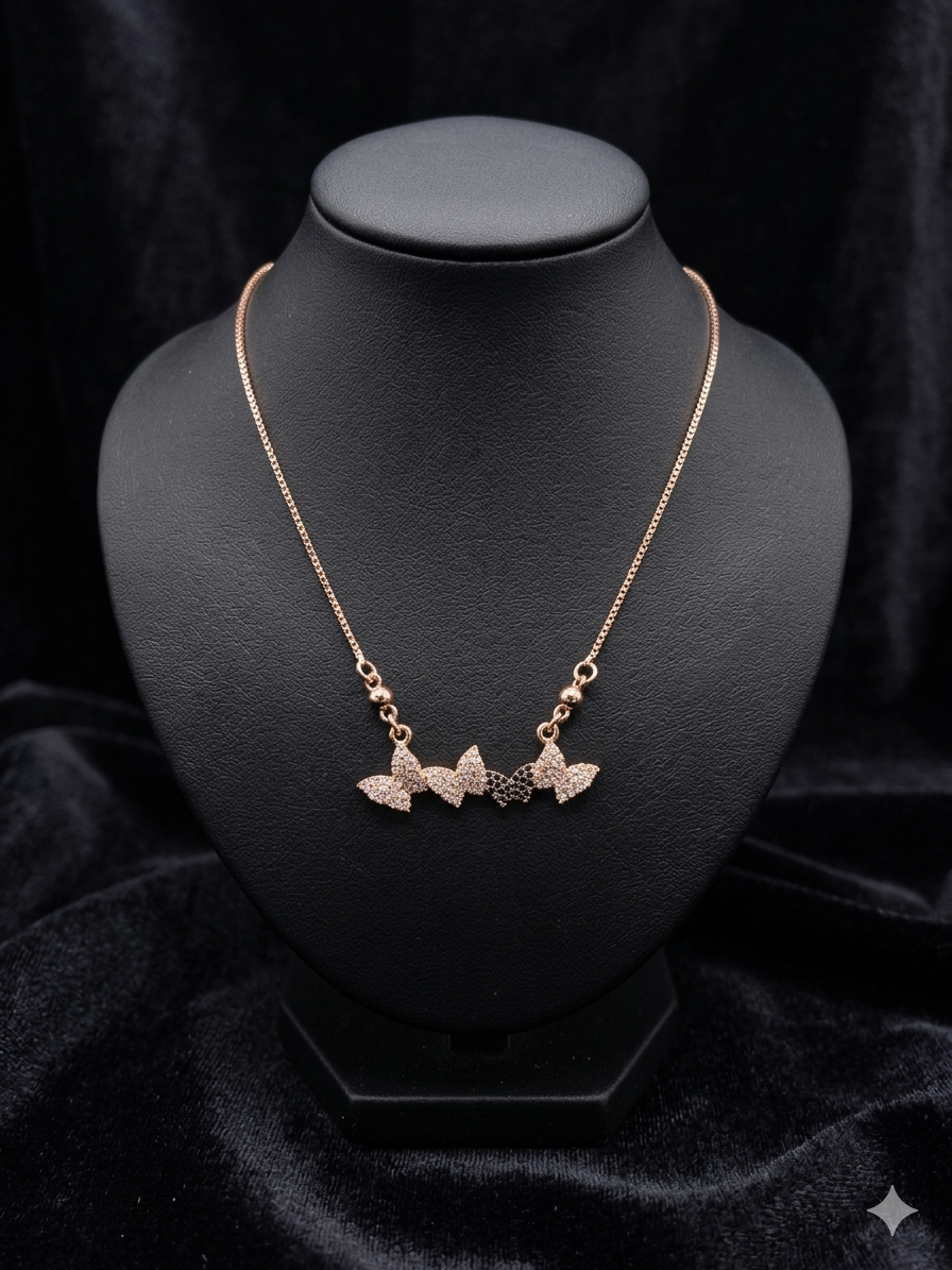 Sparkling Butterfly Trio Necklace