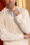 Stitched Elegant Boski Embroidered Kurta With Matching Shalwar for Men - Cream