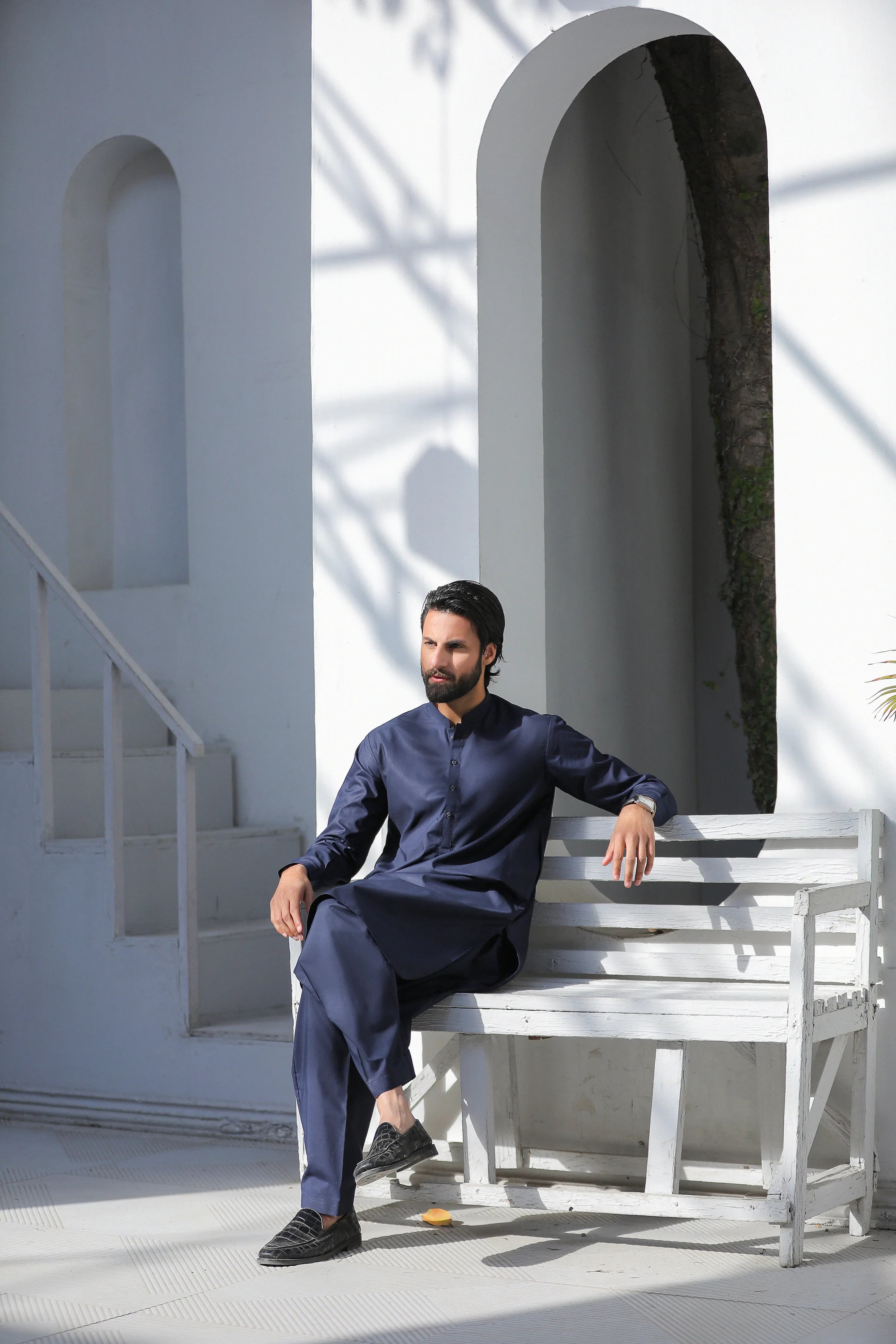 Stitched Kurta With Matching Shalwar for Men - Royal Blue