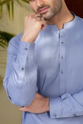 Stitched Premium Kurta With Matching Trousers for Men - Mid Blue