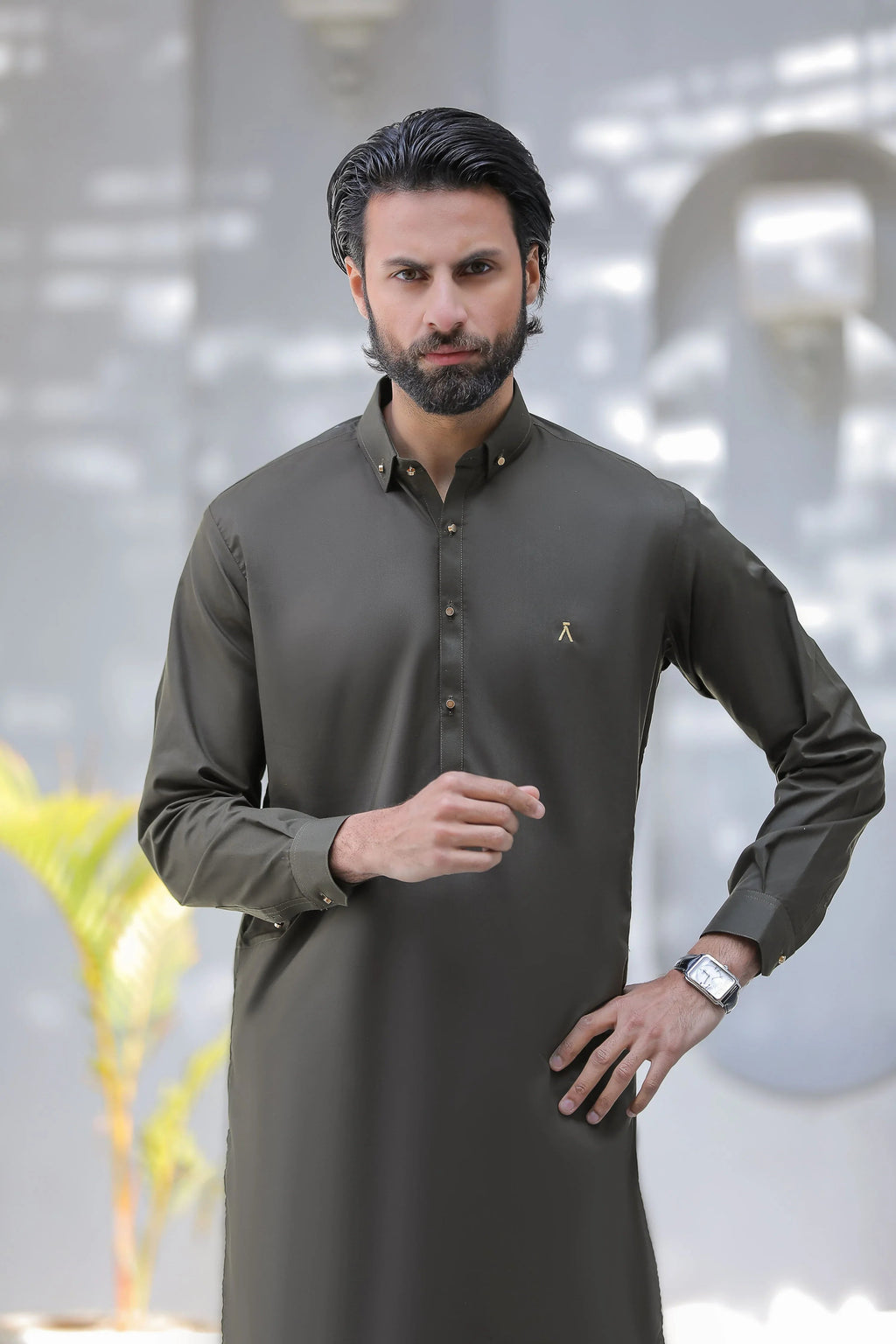 Stitched Signature Logo Shalwar Kameez for Men - A Man
