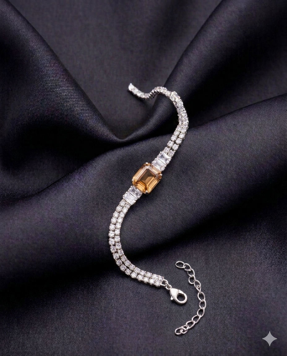 The Amber Emerald-Cut Double Tennis Bracelet