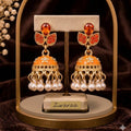 Citrine Floral Enamel Jhumka Earrings