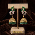 Emerald Swirl Gold Jhumka Earrings
