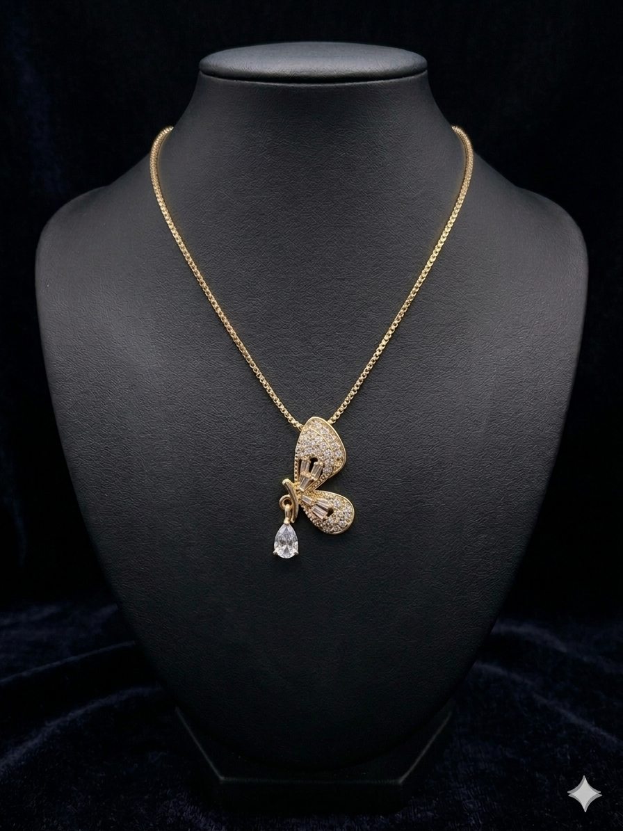 Elegant Golden Butterfly Pendant Necklace
